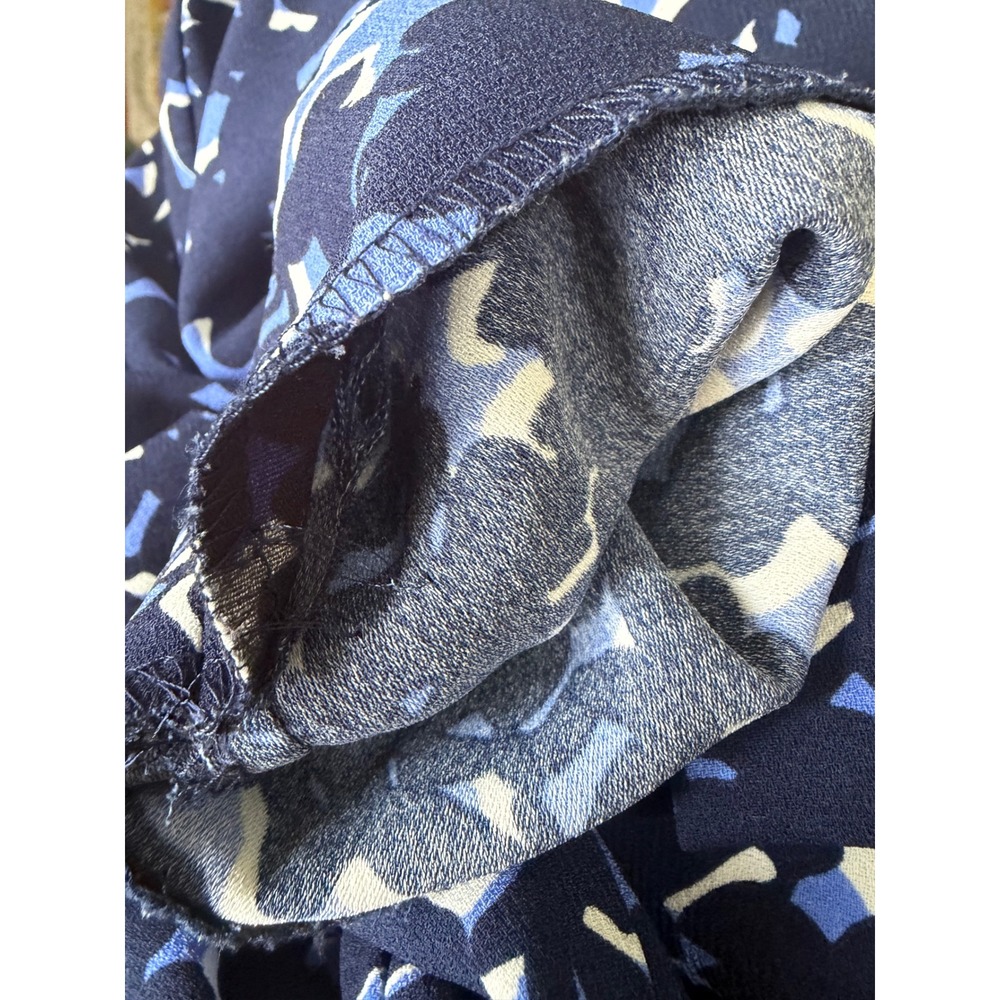 Talbots Blue Floral Scalloped Neck Sheath Dress 3/4 Sleeve Navy White Size 2 - Picture 13 of 16